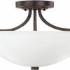 New 😀 Capital Lighting Stanton 10 in. 3-Light Semi-Flushmount Ceiling Fixture in Burnished Bronze with Soft White Glass Shade ✨