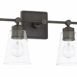 New 😍 Capital Lighting Vanity 100W 4-Light Vanity with Clear Glass in Old Bronze 💯