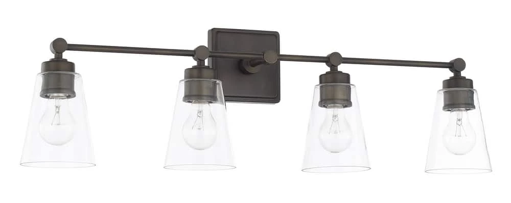 New π Capital Lighting Vanity 100W 4-Light Vanity with Clear Glass in Old Bronze π― 1 New π Capital Lighting Vanity 100W 4-Light Vanity with Clear Glass in Old Bronze π―