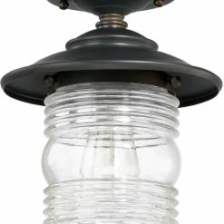 Promo 😍 Capital Lighting Creekside 10 in. 75W 1-Light Flush Mount Ceiling Light with Clear Glass in Old Bronze 🎉
